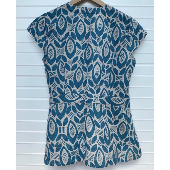 Great Plains UK Linen Blend Print Wrap Top | Size Medium - Picture 4 of 6
